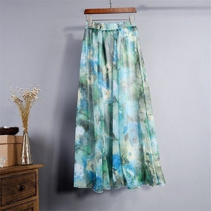 Long Floral Summer Maxi Skirt