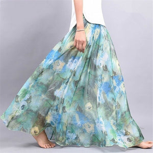 Long Floral Summer Maxi Skirt