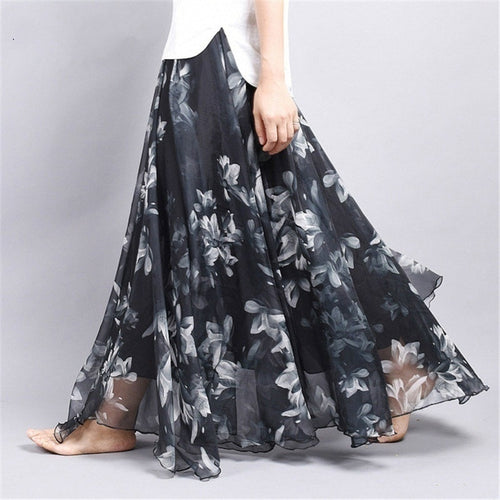 Long Floral Summer Maxi Skirt