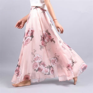 Long Floral Summer Maxi Skirt