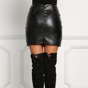 Black Pu Leather Mini Skirt