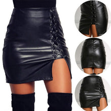 Load image into Gallery viewer, Black Pu Leather Mini Skirt