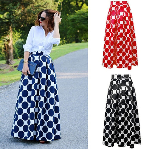 Summer Women A-line Long Skirt Elegant French Style Retro Skirt