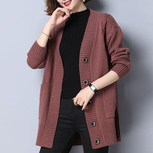 Long Sleeve Cardigan Sweater Knitted Cardigans | V Neck Cardigan