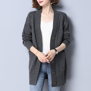 Long Sleeve Cardigan Sweater Knitted Cardigans | V Neck Cardigan