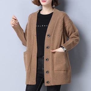 Long Sleeve Cardigan Sweater Knitted Cardigans | V Neck Cardigan