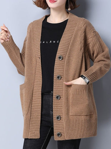 Long Sleeve Cardigan Sweater Knitted Cardigans | V Neck Cardigan