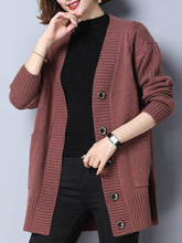 Load image into Gallery viewer, Long Sleeve Cardigan Sweater Knitted Cardigans | V Neck Cardigan