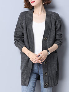 Long Sleeve Cardigan Sweater Knitted Cardigans | V Neck Cardigan