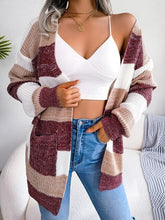Load image into Gallery viewer, Vintage Striped Sweater Cardigan Long Sleeve