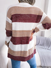 Load image into Gallery viewer, Vintage Striped Sweater Cardigan Long Sleeve