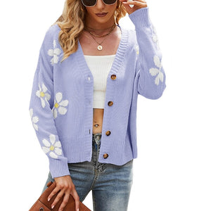 Button Down Long Sleeve Cardigan Knitted