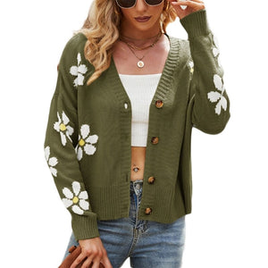 Button Down Long Sleeve Cardigan Knitted