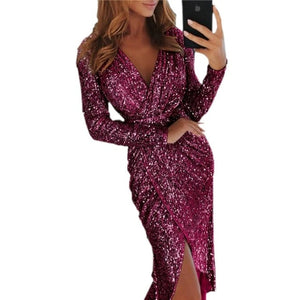 Bodycon Dress Long-sleeved V-neck