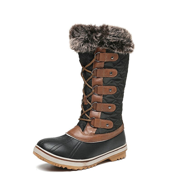 Lace Winter Boots Fur Mid Calf