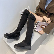 Load image into Gallery viewer, Pu Leather Motorcycle Chelsea Platform Boots | Knee Leather Boots