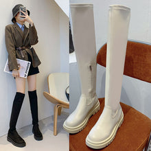 Load image into Gallery viewer, Pu Leather Motorcycle Chelsea Platform Boots | Knee Leather Boots