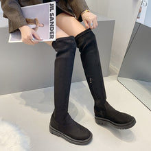 Load image into Gallery viewer, Pu Leather Motorcycle Chelsea Platform Boots | Knee Leather Boots