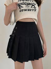 Load image into Gallery viewer, Bandage Pleated Skirt High Waist Solid Skinny