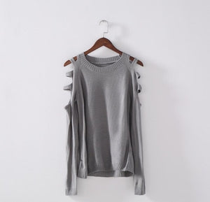 Cold Shoulder Hollow Out Thin Knitted