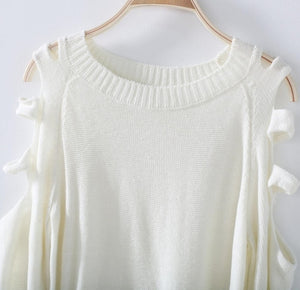 Cold Shoulder Hollow Out Thin Knitted