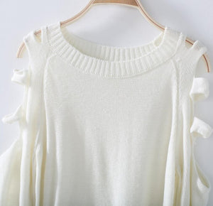 Cold Shoulder Hollow Out Thin Knitted