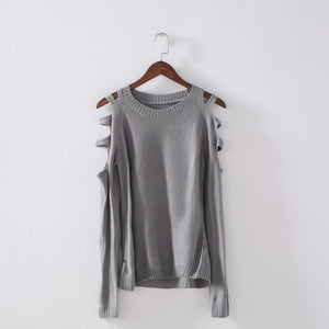 Cold Shoulder Hollow Out Thin Knitted