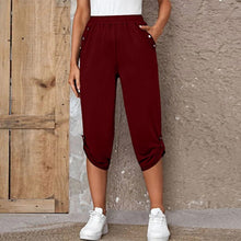 Load image into Gallery viewer, Pencil Pants Casual Button Elastic
