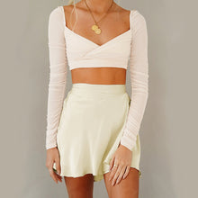 Load image into Gallery viewer, Wrap Satin Mini Skirt Ruffle