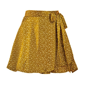 Wrap Satin Mini Skirt Ruffle