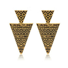 Load image into Gallery viewer, Retro Old Pattern Triangle Exaggerated Big Earrings Fashion