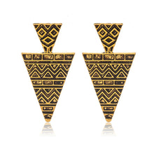 Load image into Gallery viewer, Retro Old Pattern Triangle Exaggerated Big Earrings Fashion