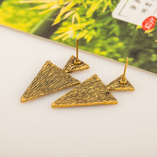 Load image into Gallery viewer, Retro Old Pattern Triangle Exaggerated Big Earrings Fashion