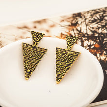 Load image into Gallery viewer, Retro Old Pattern Triangle Exaggerated Big Earrings Fashion