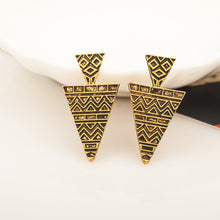 Load image into Gallery viewer, Retro Old Pattern Triangle Exaggerated Big Earrings Fashion