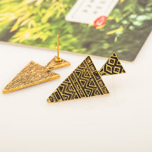 Load image into Gallery viewer, Retro Old Pattern Triangle Exaggerated Big Earrings Fashion