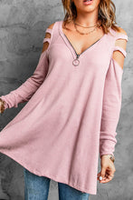 Load image into Gallery viewer, Cutout Waffle Knit Tunic Top