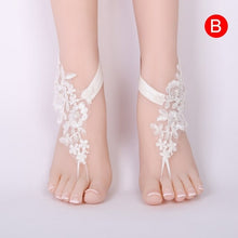Load image into Gallery viewer, 1 Pair Women Bridal Beach Foot Chain Wedding Anklets Lace Decor
