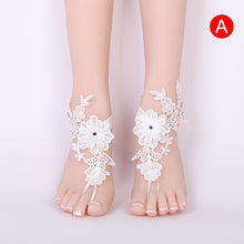 Load image into Gallery viewer, 1 Pair Women Bridal Beach Foot Chain Wedding Anklets Lace Decor