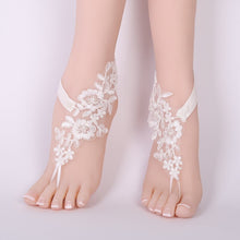 Load image into Gallery viewer, 1 Pair Women Bridal Beach Foot Chain Wedding Anklets Lace Decor