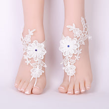 Load image into Gallery viewer, 1 Pair Women Bridal Beach Foot Chain Wedding Anklets Lace Decor