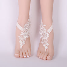Load image into Gallery viewer, 1 Pair Women Bridal Beach Foot Chain Wedding Anklets Lace Decor