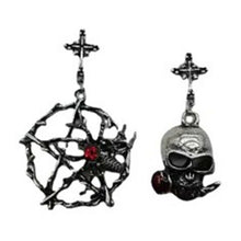 Load image into Gallery viewer, 1 Pair Women Gothic Earrings Punk Style Cross Pattern Metal Red - Sophornlilly