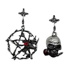Load image into Gallery viewer, 1 Pair Women Gothic Earrings Punk Style Cross Pattern Metal Red - Sophornlilly