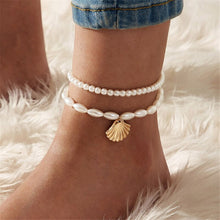 Load image into Gallery viewer, ( 2 PCs/Set) Elegant Anklet White Scallop Imitation Pearl Beach