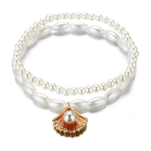 Load image into Gallery viewer, ( 2 PCs/Set) Elegant Anklet White Scallop Imitation Pearl Beach