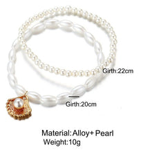 Load image into Gallery viewer, ( 2 PCs/Set) Elegant Anklet White Scallop Imitation Pearl Beach