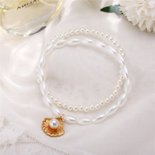Load image into Gallery viewer, ( 2 PCs/Set) Elegant Anklet White Scallop Imitation Pearl Beach