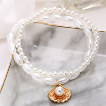 Load image into Gallery viewer, ( 2 PCs/Set) Elegant Anklet White Scallop Imitation Pearl Beach