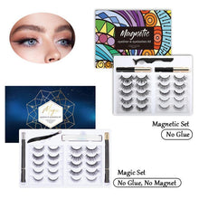 Load image into Gallery viewer, 10 Pairs False Eyelashes &amp; Magnetic/Magic Waterproof Eyeliner Set - Sophornlilly